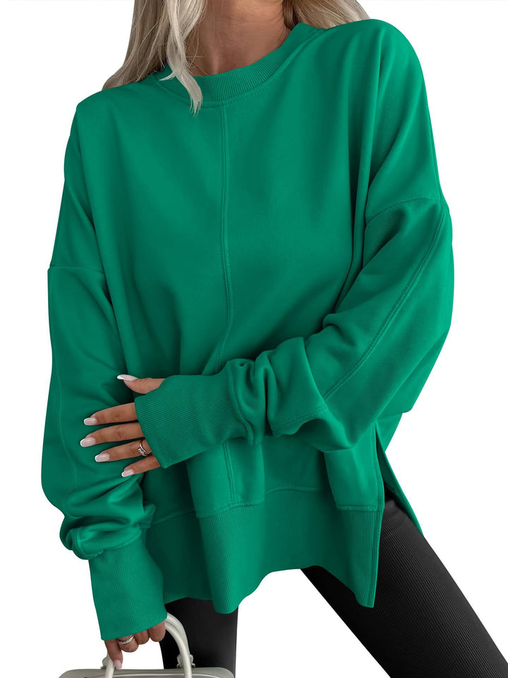 Damen Oversize-Sweatshirt mit Mittelnähte, Rundhals und überschnittener Schulter Drune