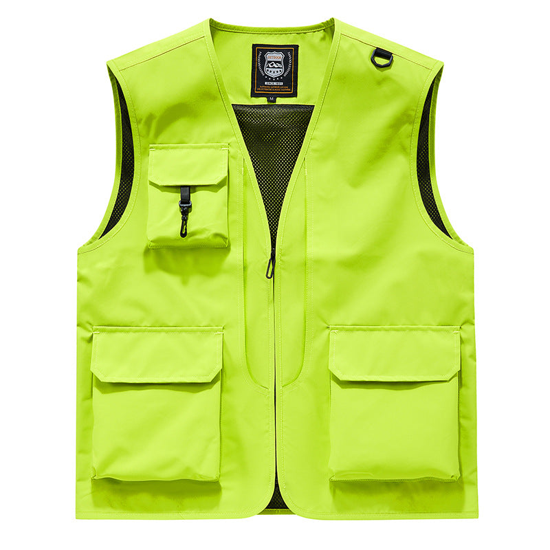 Unisex Multitaschen-Utility-Weste mit Mesh-Innenfutter, D-Ring und robusten Außenfächern Drune
