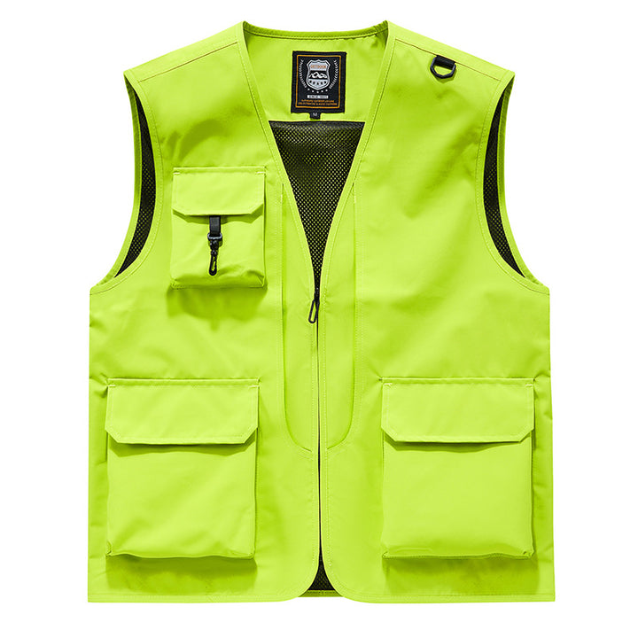 Unisex Multitaschen-Utility-Weste mit Mesh-Innenfutter, D-Ring und robusten Außenfächern Drune