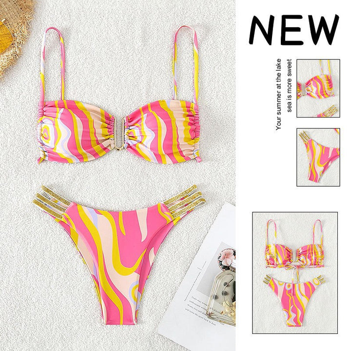 Damen Bikini mit auffälligem Wellendesign Drune