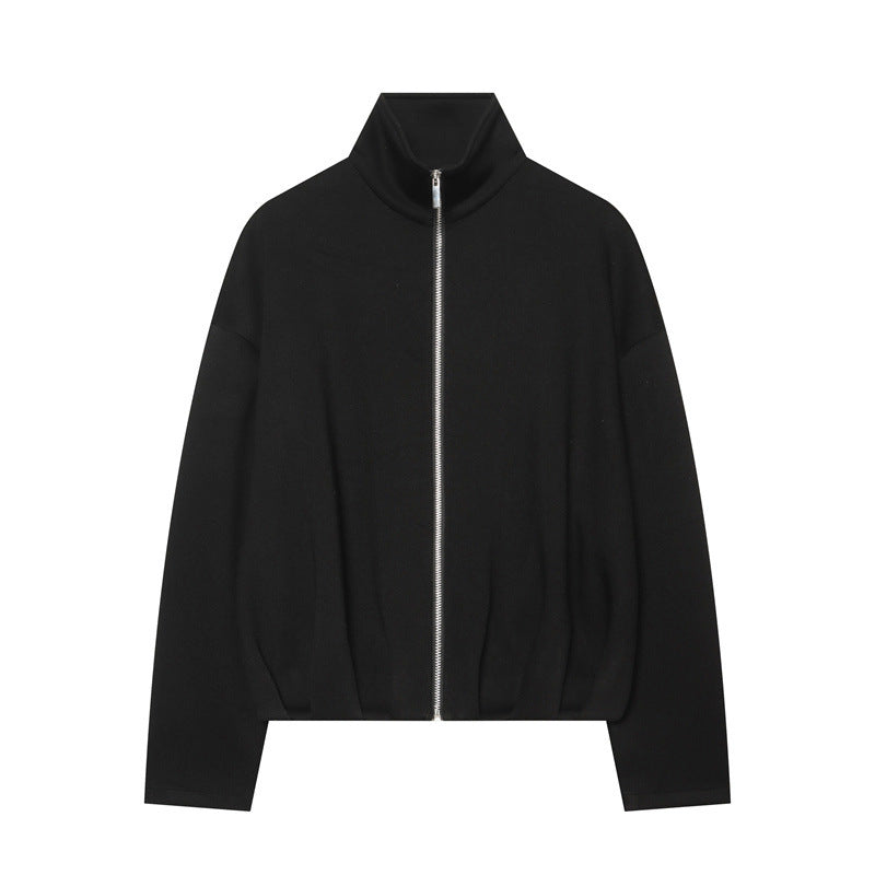 Damen Leichter Zip-Cardigan mit Stehkragen und kastiger Silhouette Drune