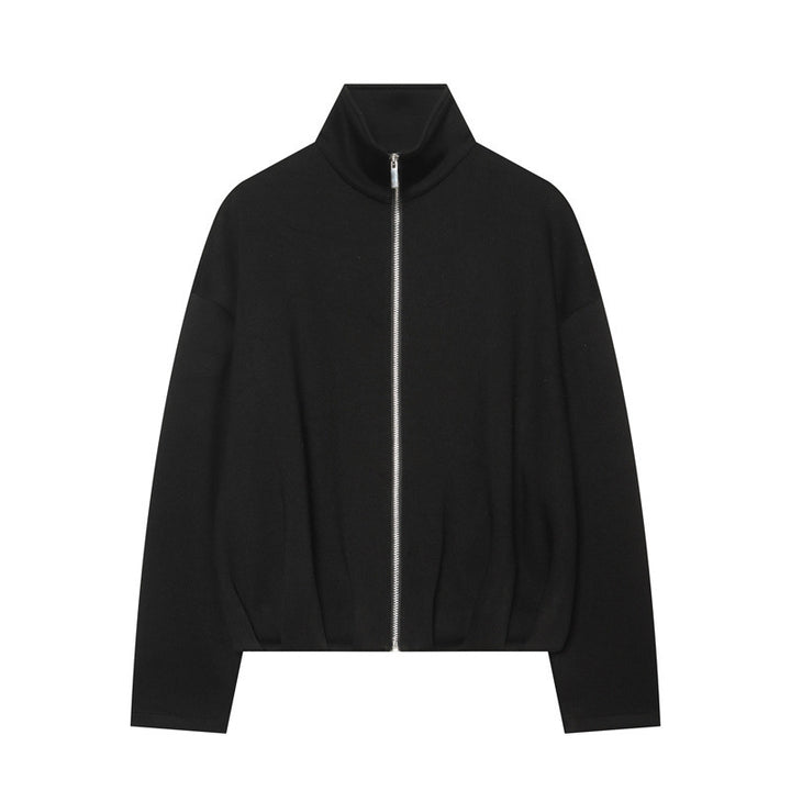 Damen Leichter Zip-Cardigan mit Stehkragen und kastiger Silhouette Drune