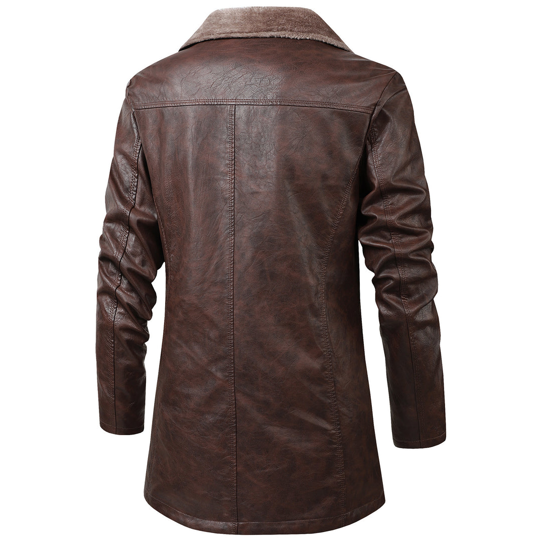 Herren Elegante Kunstlederjacke mit Fleece-Futter Drune