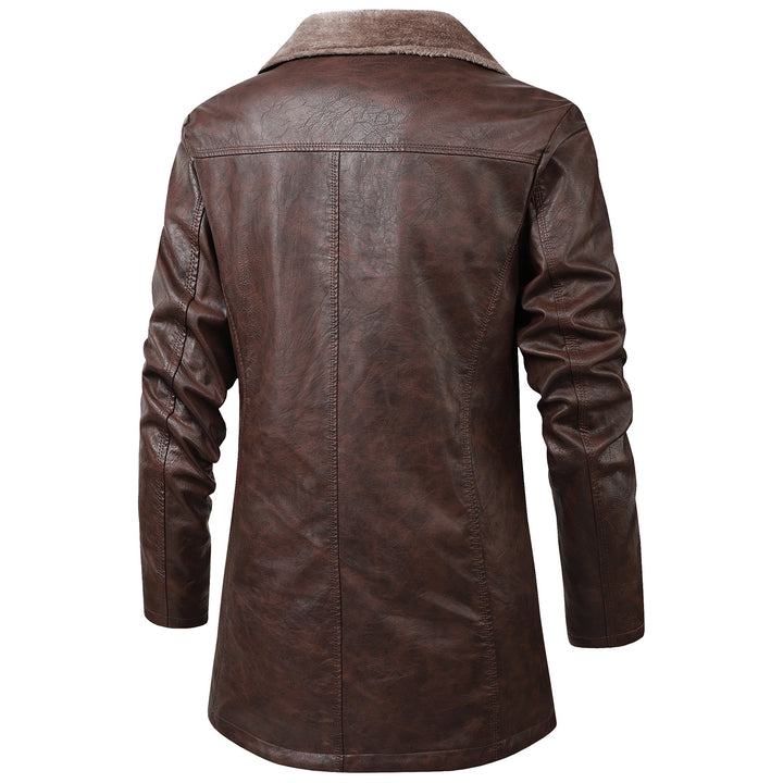 Herren Elegante Kunstlederjacke mit Fleece-Futter Drune