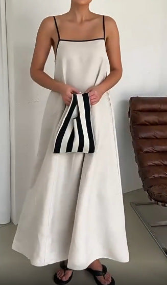 Damen Sommerliches Maxikleid mit schmalen Spaghettiträgern und fließendem Schnitt Drune