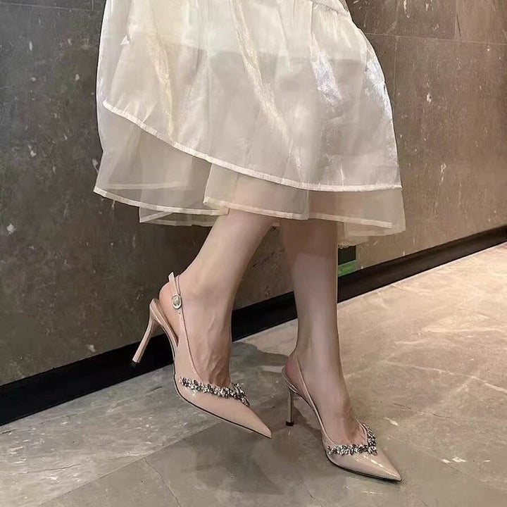 Damen Slingback‑Pumps mit spitzer Zehenform, verstellbarem Fersenriemen und Kristallbesatz Drune