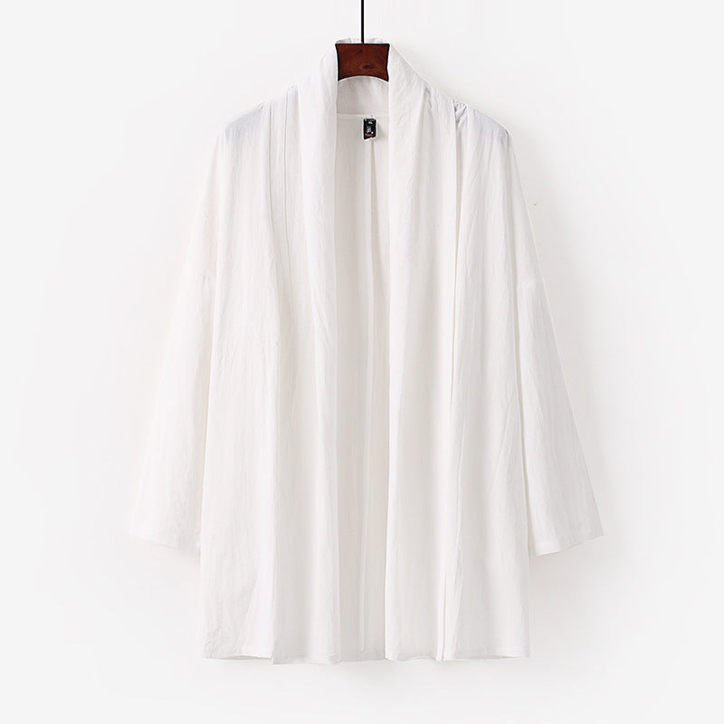 Unisex Offene Kimono-Cardigan aus leichter Baumwoll-Leinen-Mischung Drune