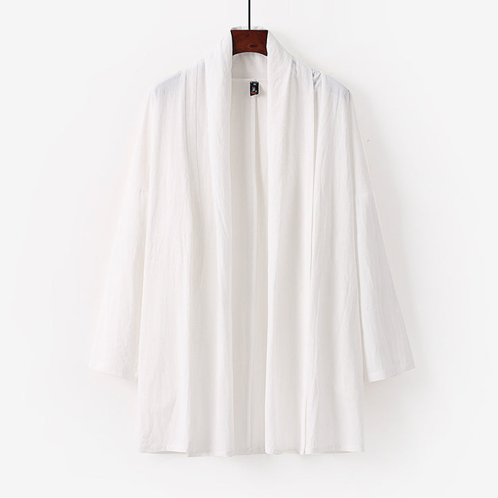 Unisex Offene Kimono-Cardigan aus leichter Baumwoll-Leinen-Mischung Drune