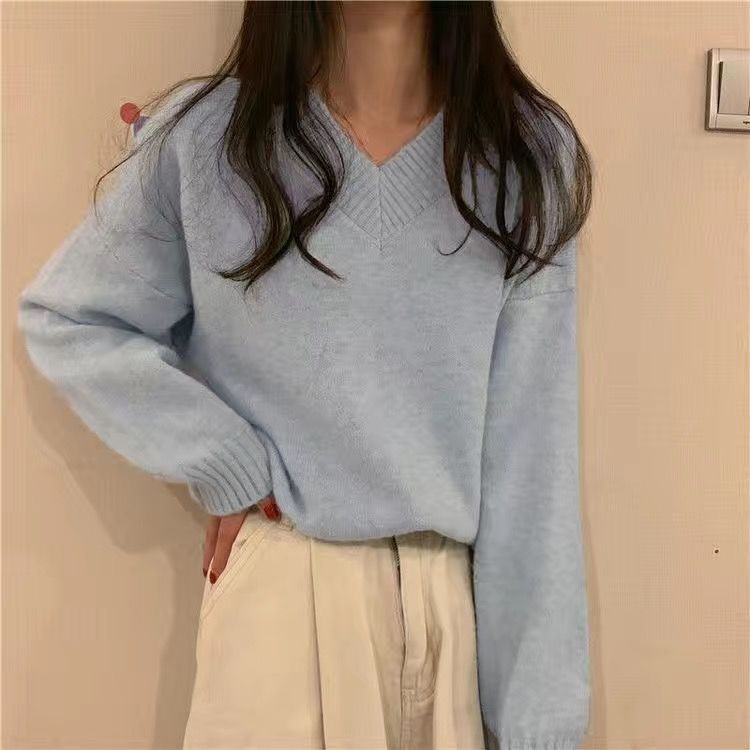 Damen weicher V-Ausschnitt Pullover aus hochwertiger Wolle Drune