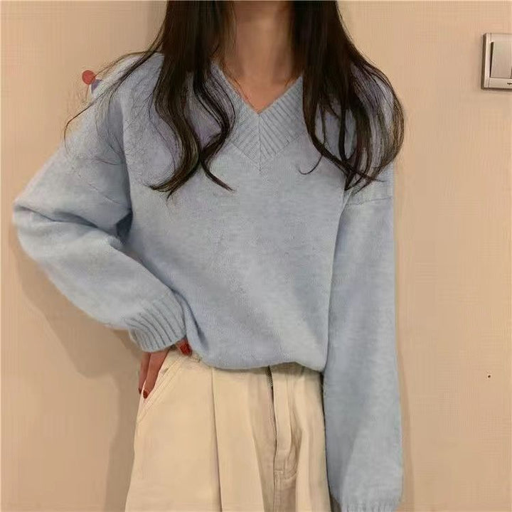 Damen weicher V-Ausschnitt Pullover aus hochwertiger Wolle Drune