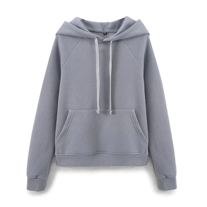 Damen nan lässiger Kapuzenpullover mit Kängurutasche Raglanärmeln und angerauter Innenseite Drune