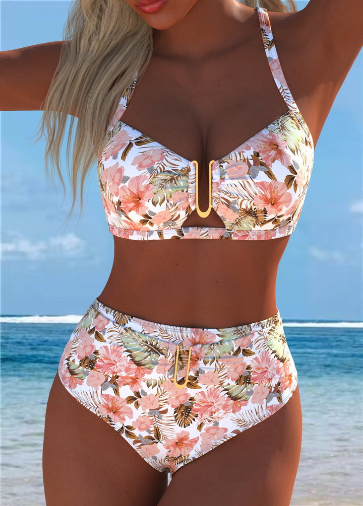 Damen Einteiler Badeanzug mit elegantem floralem Design und figurformendem Schnitt Drune