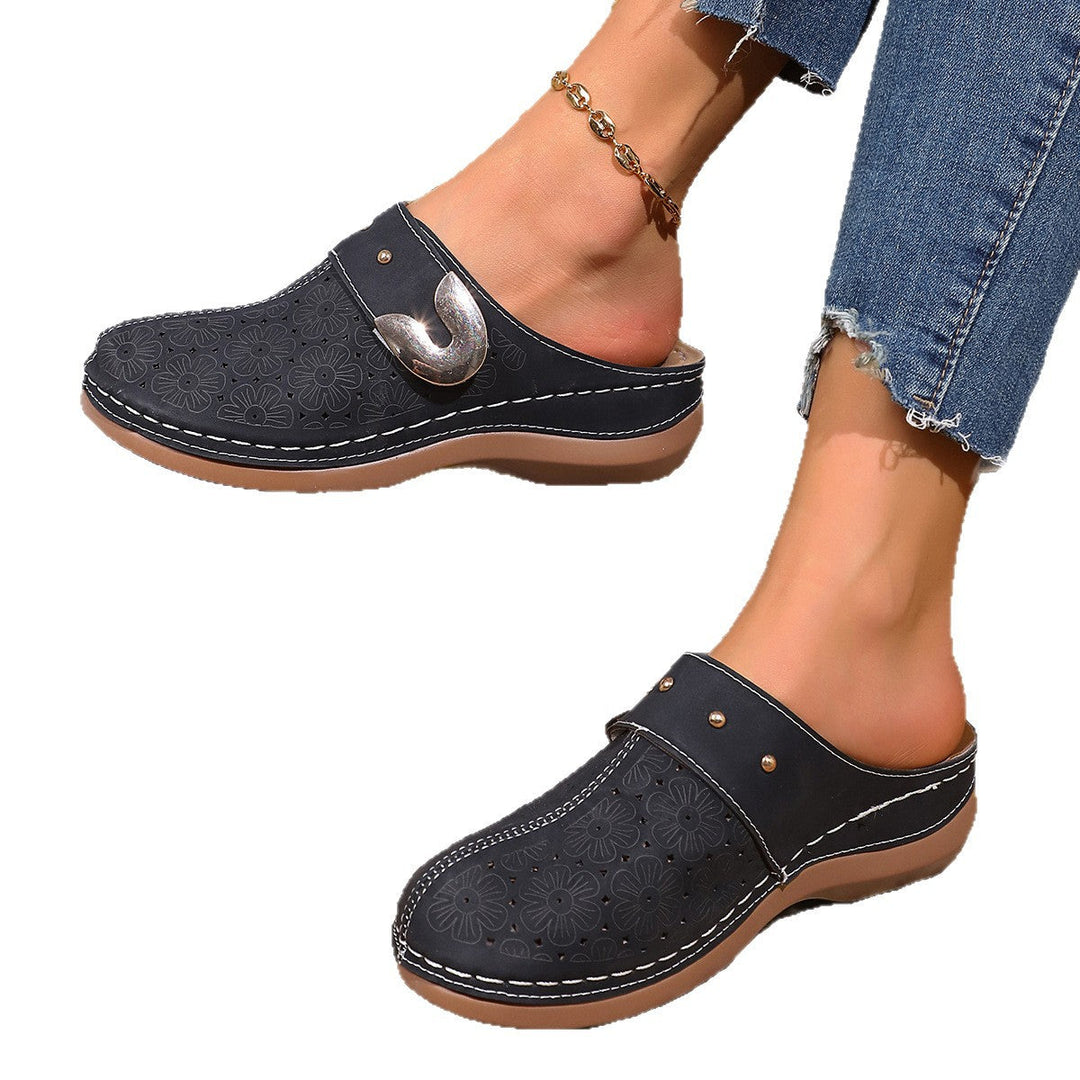 Damen Komfortable Clogs mit blumigen Verzierungen und ergonomischem Fußbett Drune