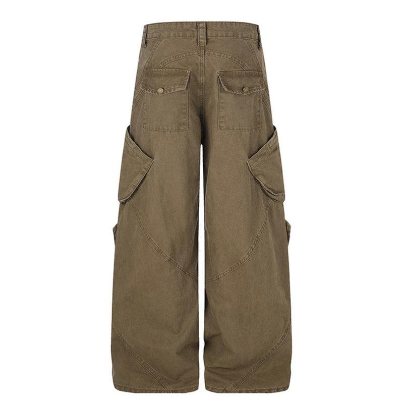Damen Weite High‑Waist Cargo‑Culottehose mit Multi‑Taschen Drune