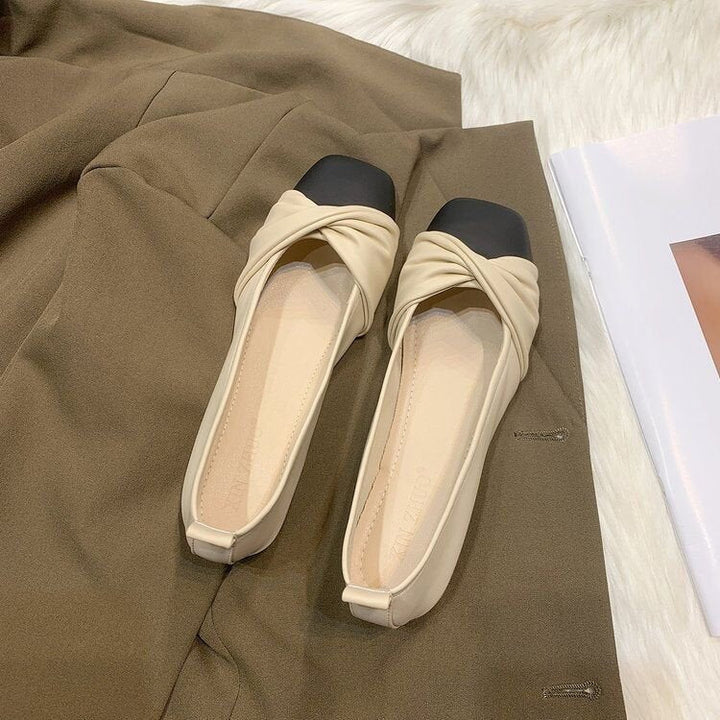 Damen Ballerinas mit modernem Knotendesign und kontrastierender Sohle Drune