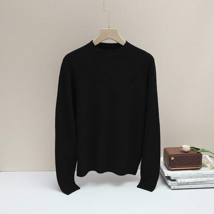 Damen Feiner Longsleeve-Rundhalspullover mit verstärktem Rippenkragen & schmeichelnder Hüftlänge Drune