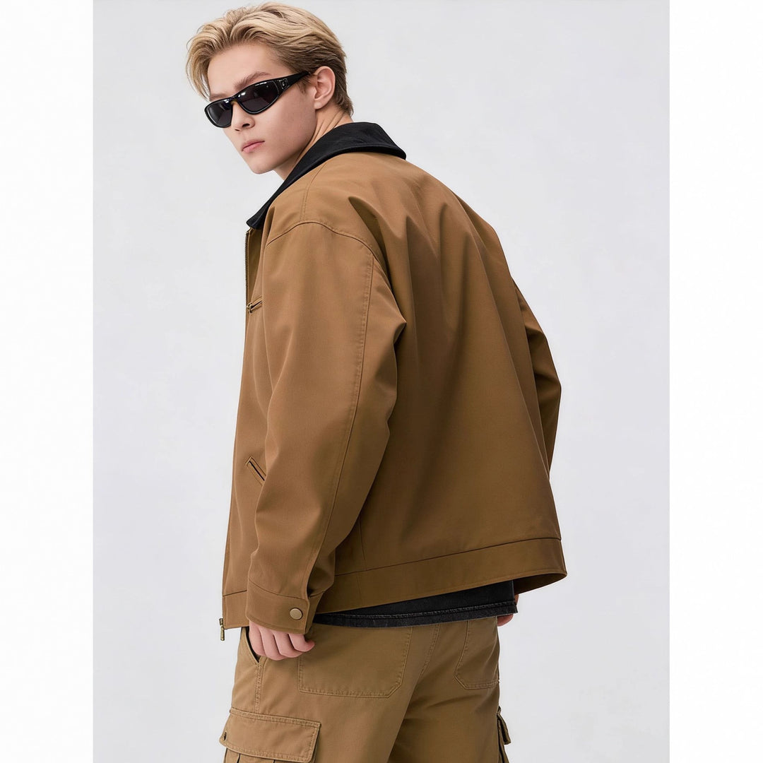 Herren Zip-Blouson im Worker-Stil mit Cordkragen und Brusttasche Drune