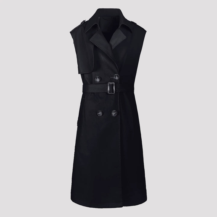 Damen Eleganter Trenchcoat ohne Ärmel Drune