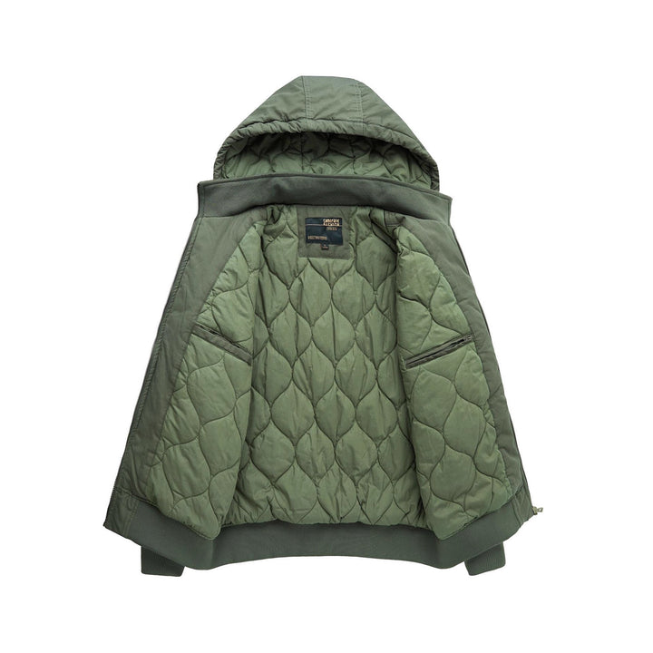 Herren  Kapuzen Stepp Thermal Bomberjacke mit Utility-Tasche an den Ärmeln und gerippten Besätzen Drune