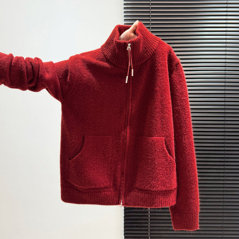 Damen Thermo Strickjacke mit hochschließendem Kragen und zwei praktischen Taschen Drune