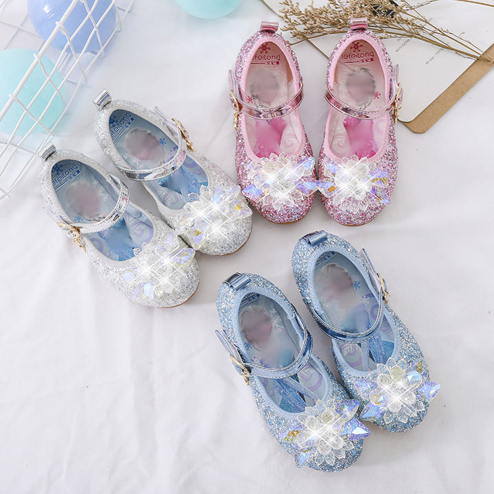 Mädchen Glitzernde Ballerina-Sandalen mit Blumenapplikationen Drune