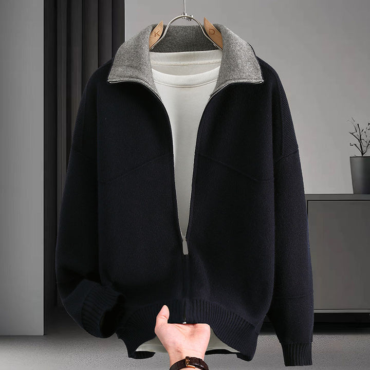 Herren Stylische Sweatjacke mit hohem Kragen Drune