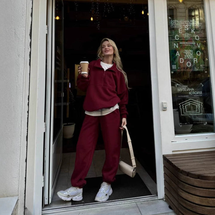 Damen Lässiger Oversized Hoodie und Jogginghose Set Drune