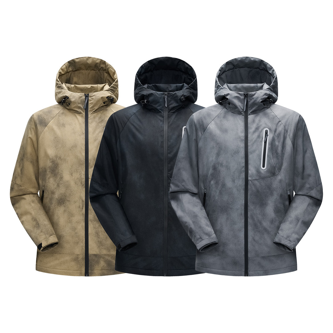 Herren Technische Regenjacke mit Kapuze wasserdichter Shell und reflektierender Brusttasche Drune