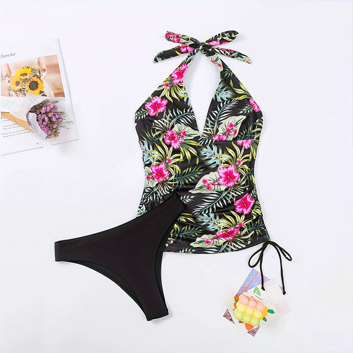 Damen Tankini-Set mit floralem Oberteil und klassischem Slip Drune