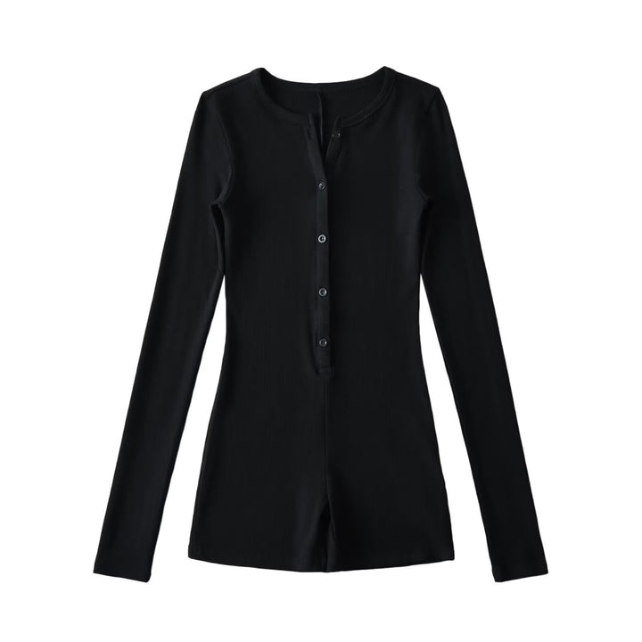 Damen Langarm-Jumpsuit mit Knopfverschluss Drune