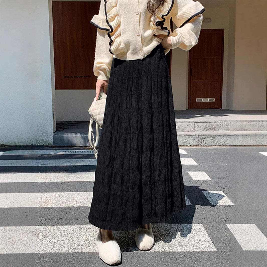 Damen Langer, eleganter Strickrock mit feinem Wellenmuster Drune