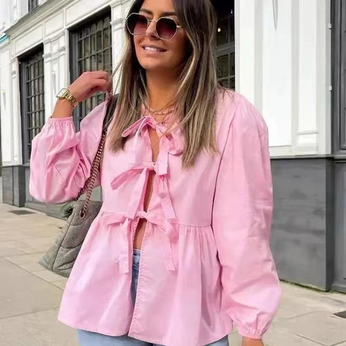 Damen Bluse mit verspielten Rüschendetails und Raffinförderungen Drune