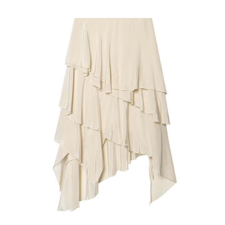Damen nan mehrlagiger asymmetrischer Volantrock mit stufiger Drapierung Drune
