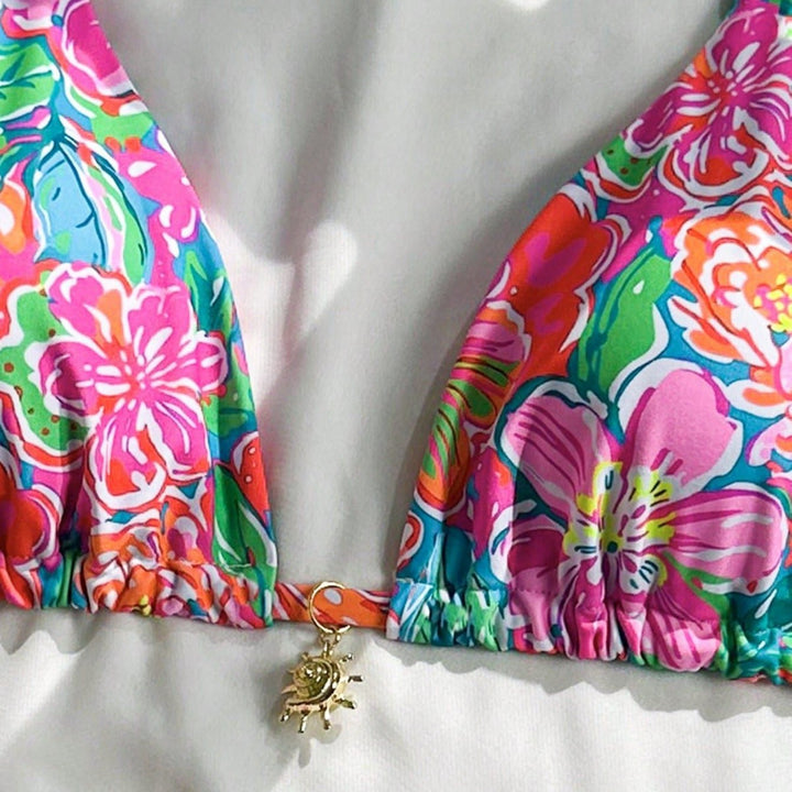 Damen Triangel-Bikini mit modischem Blumendesign Drune