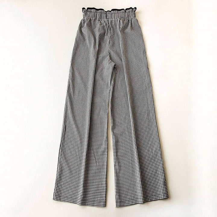 Damen Weite Vichy-Hose mit hoher Smok-Taille, Tunnelzug und aufgesetzten Taschen Drune