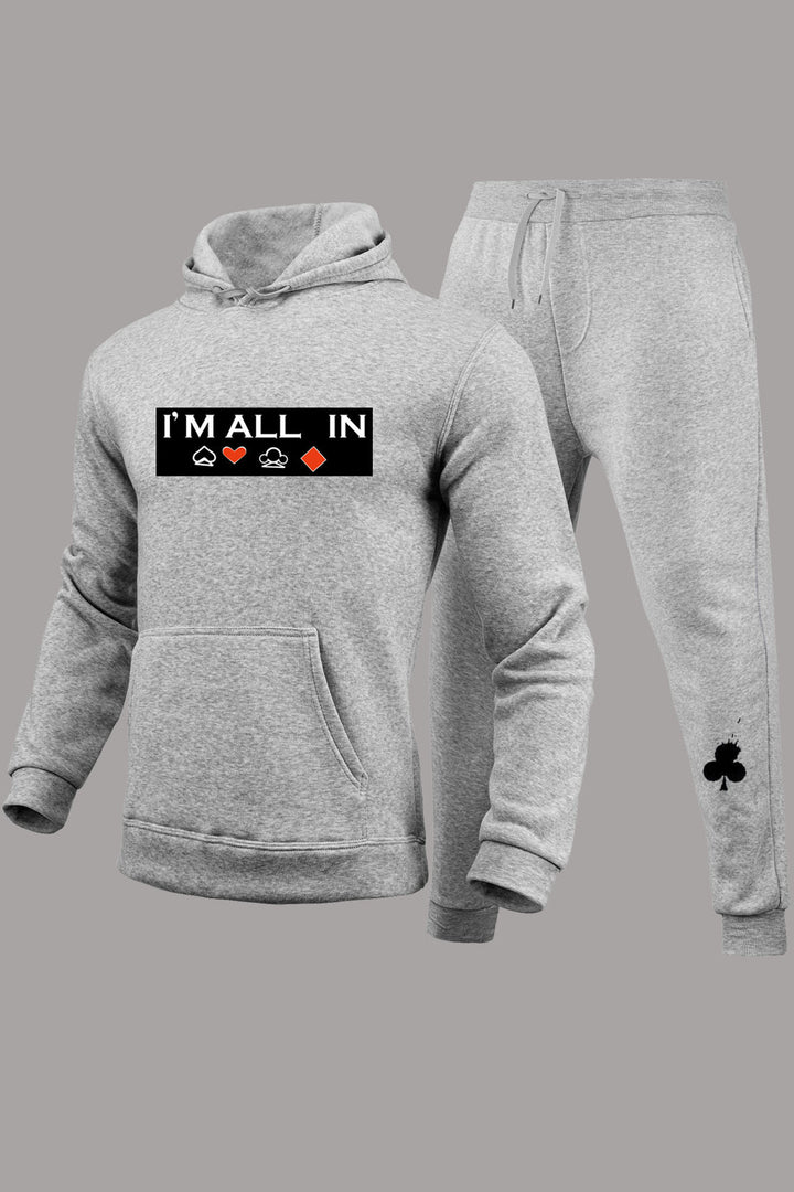 Herren Sportliches Hoodie- und Jogginghose-Set mit kreiertem Glücksspiel-Design Drune