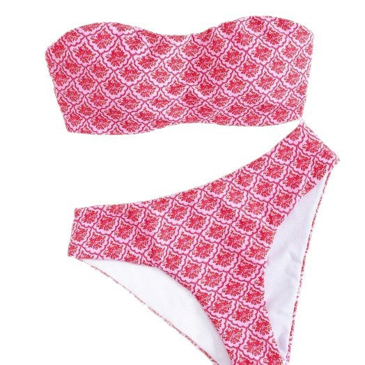 Damen Bandeau-Bikini mit elegantem Muster Drune