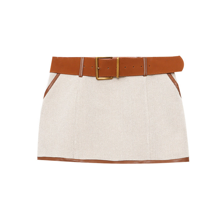 Damen eleganter Minirock mit stylischem Kontrast und feinem Stoff Drune