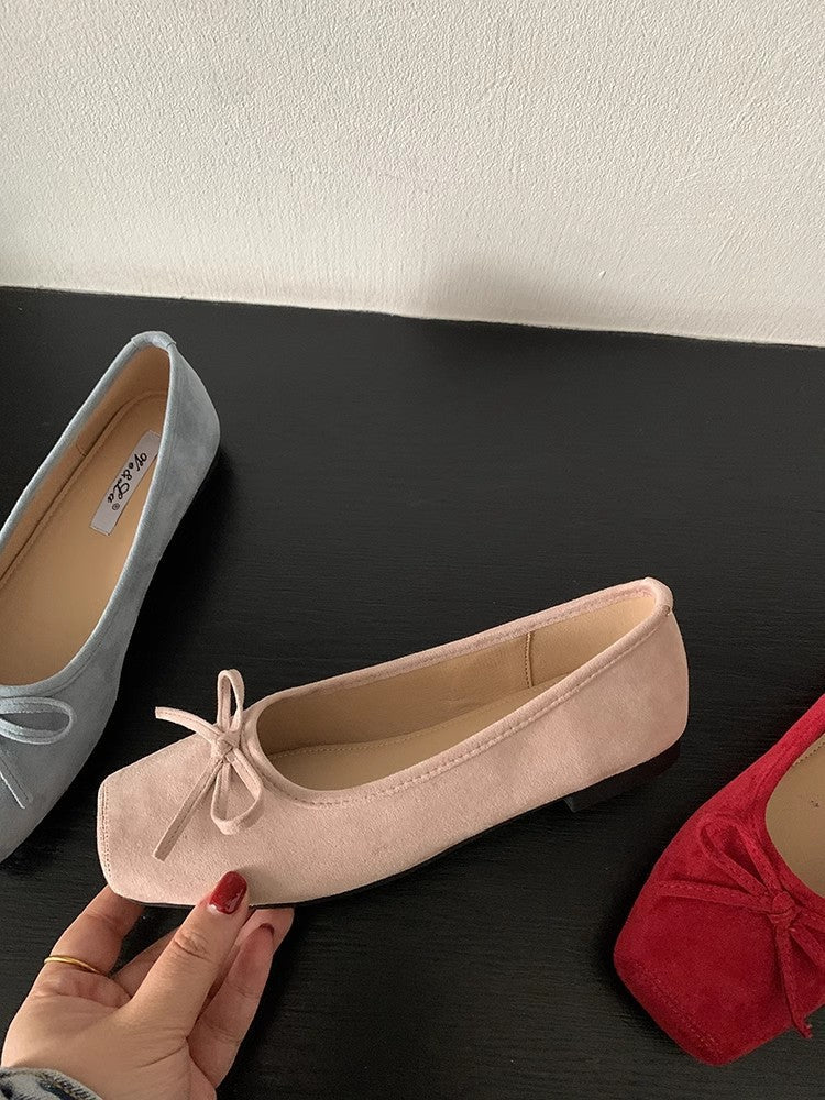 Damen Ballerinas aus hochwertigem Wildleder mit filigranem Schleifendetail Drune