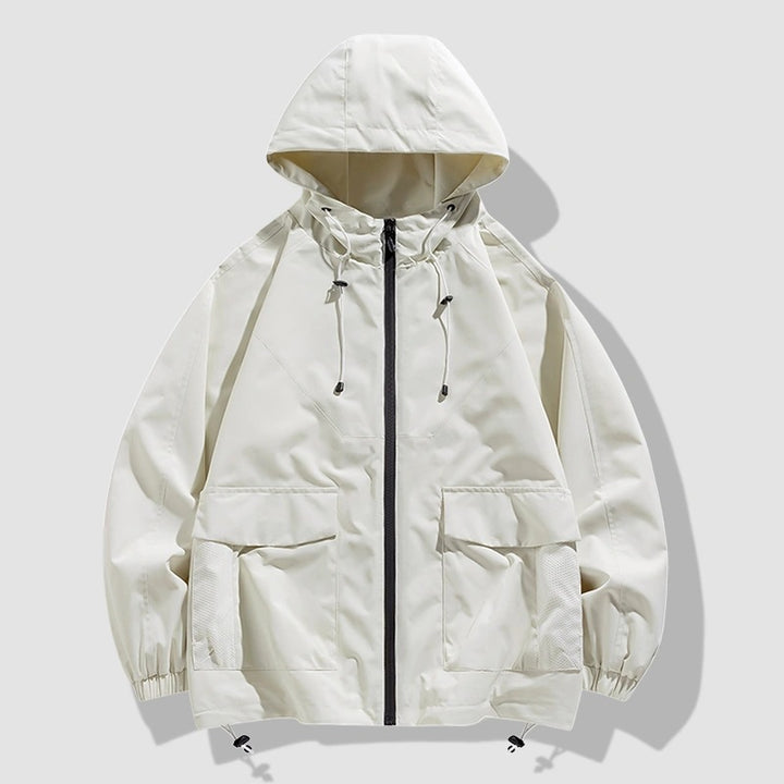 Herren Oversize Utility-Softshelljacke mit Kapuze, aufgesetzten Taschen & verstellbarem Saum Drune