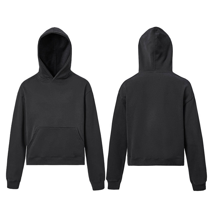 Unisex Kapuzenpullover aus weichem Baumwoll-Fleece mit Kängurutasche und verkürzter Silhouette Drune