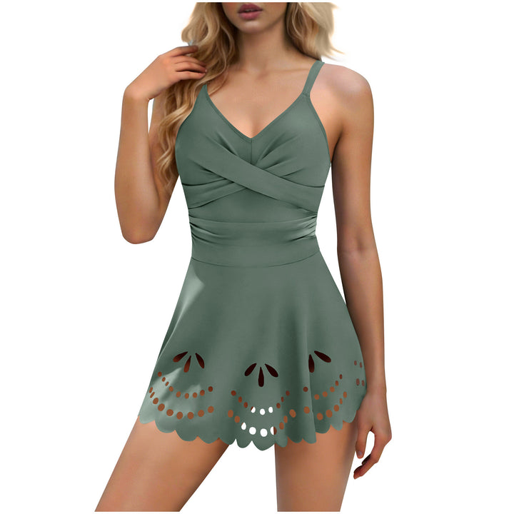 Damen Eleganter Badeanzug mit asymmetrischem Rock Drune