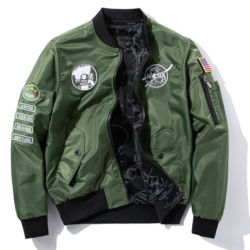 Herren Modische Bomberjacke im Raumfahrt-Style Drune