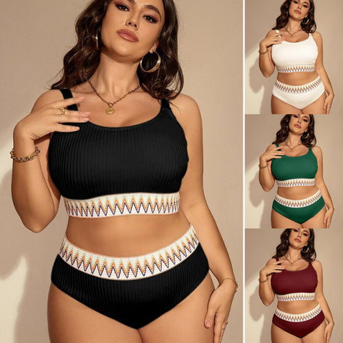 Damen Sportliches Bikini-Set mit hoher Taille und elastischem Bund Drune