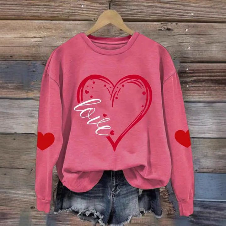 Damen Gemütlicher Pullover mit Herzmotiv Drune