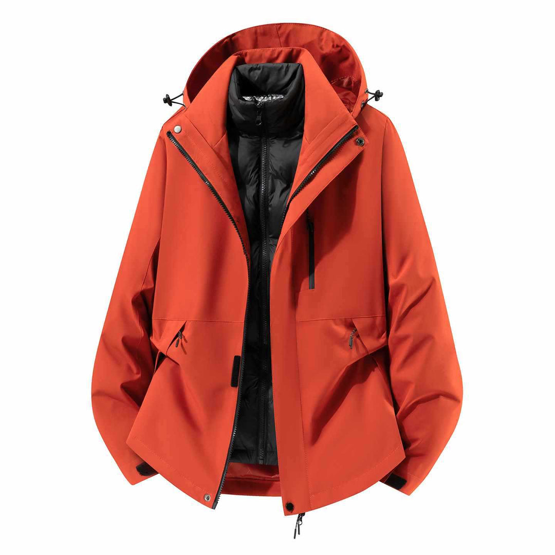 Herren Wasserfeste dreiteilige Winterjacke mit abnehmbarer Daunen-Innenjacke und Kapuze Drune