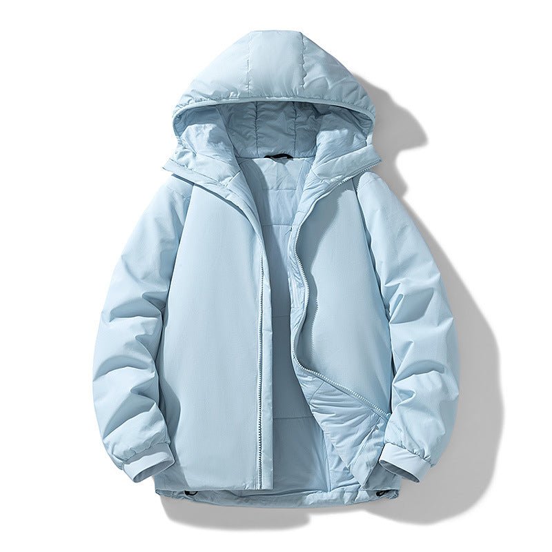 Herren Gefütterte Thermo-Winterjacke mit Kapuze, winddichter Shell und elastischen Bündchen Drune