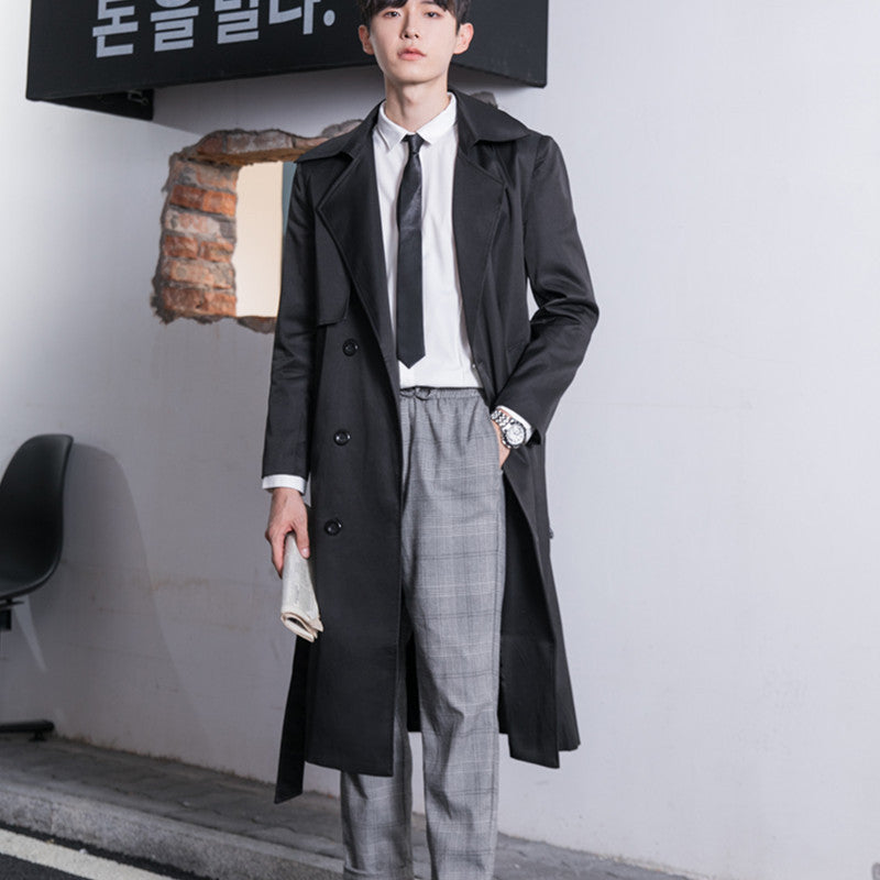 Herren Leichter Trenchcoat mit Doppelreiher, tailliertem Schnitt und windabweisender Oberfläche Drune