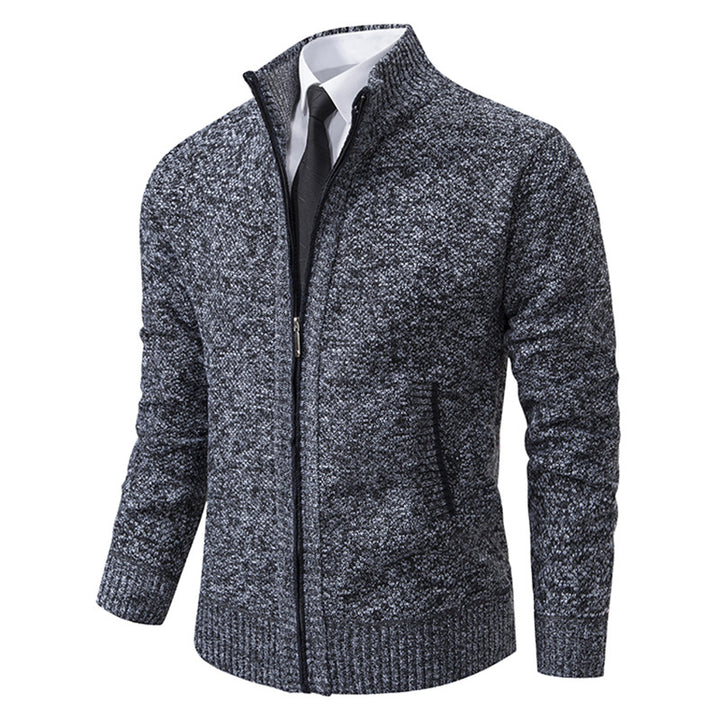 Herren elegante Strickjacke mit hohem Kragen und praktischem Reißverschluss Drune