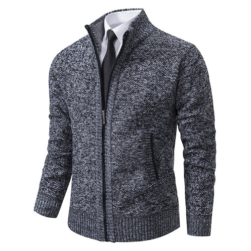 Herren elegante Strickjacke mit hohem Kragen und praktischem Reißverschluss Drune